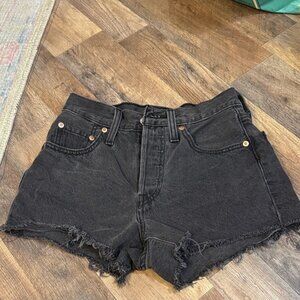 Levi's Black High-Rise Cutoff Denim Shorts
